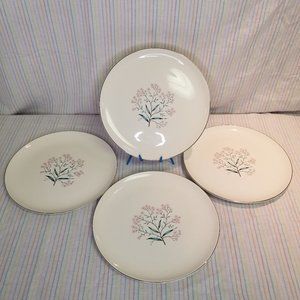 Vintage Taylor Smith Taylor Versatile Dinner Plates MCM 1950s Floral Pink Flower